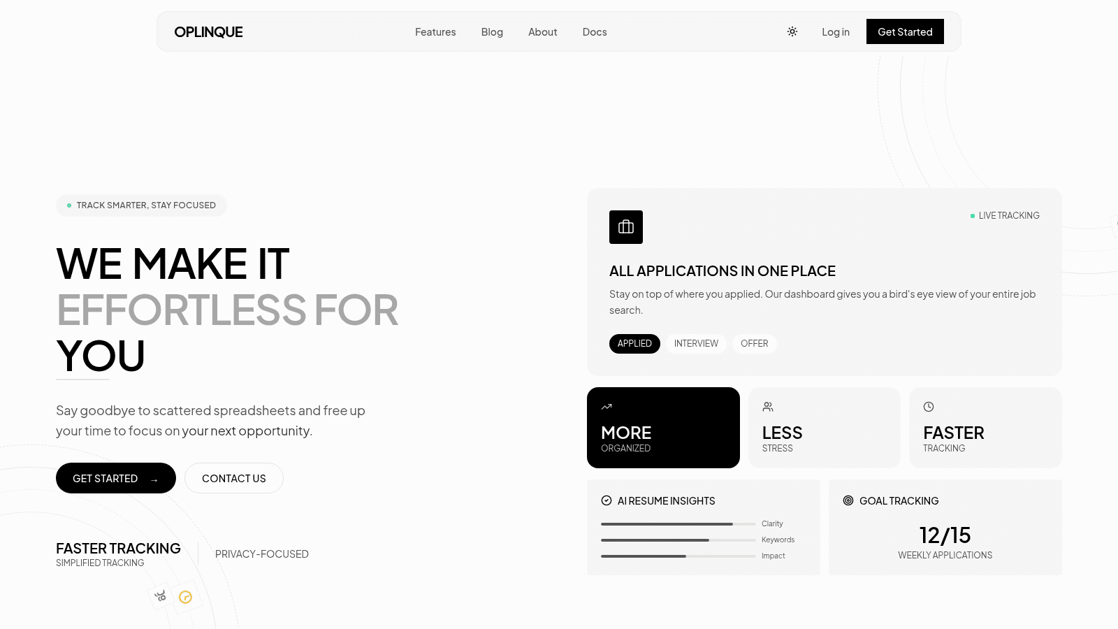 Oplinque job tracking app preview